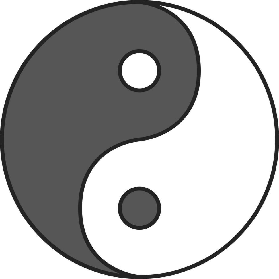 Gray And White Yin Yang Icon Or Symbol. vector