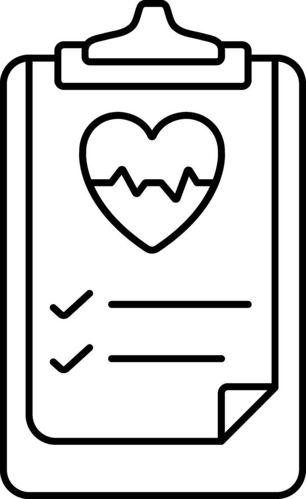 Check Heart Report In Clipboard Icon In Line Art. vector