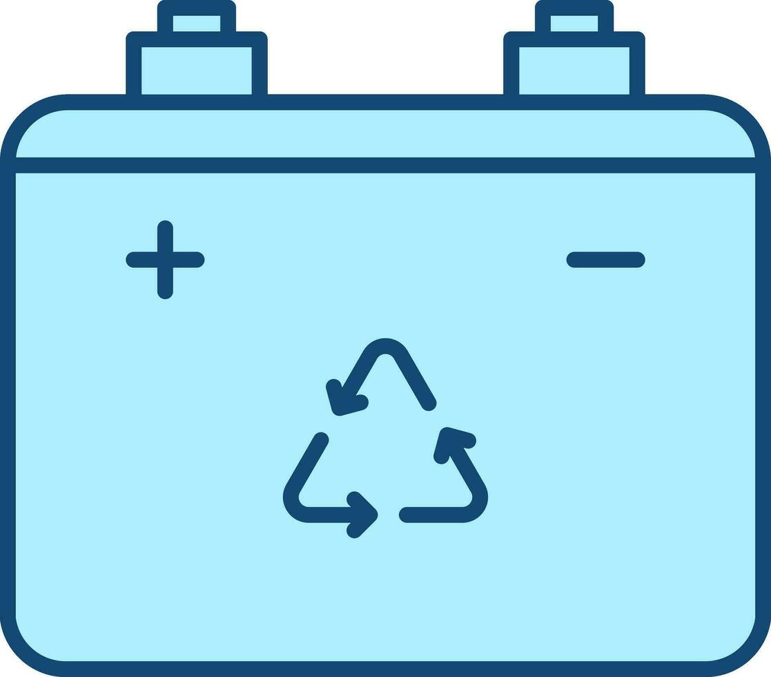 Recycling Tubular Battery Icon In Blue Color. vector