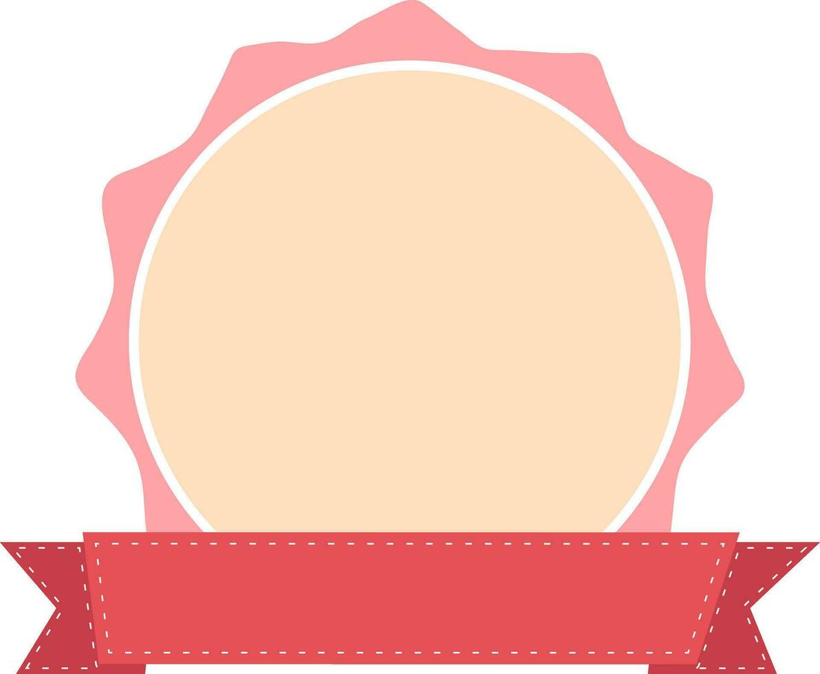 Round label with red ribbon vector. vector