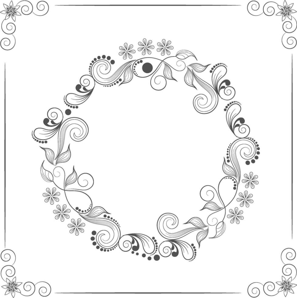 Floral design frame in circle shape. vector