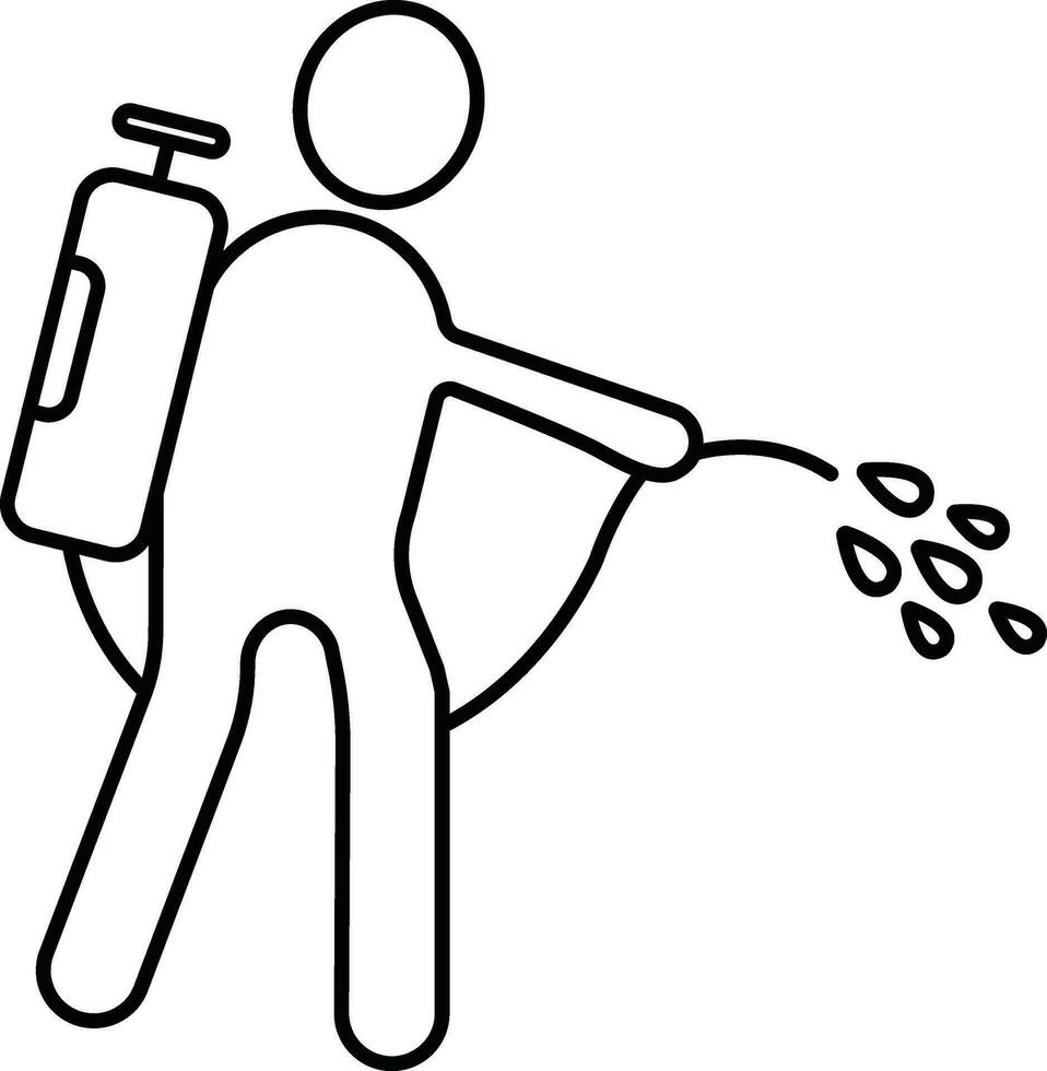 Mite Disinfectant Man Icon In Line Art. vector