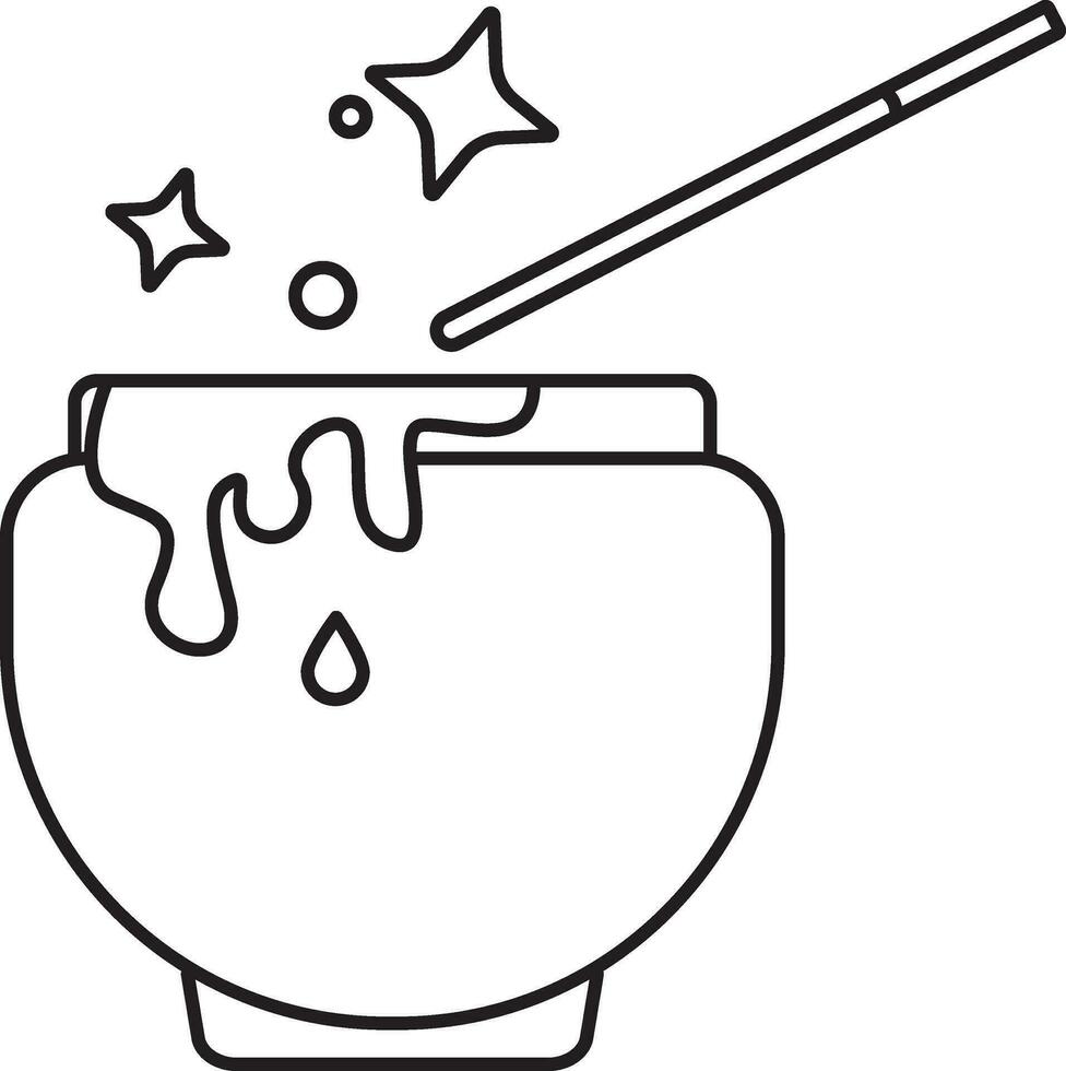 Cauldron Icon In Black Outline. vector