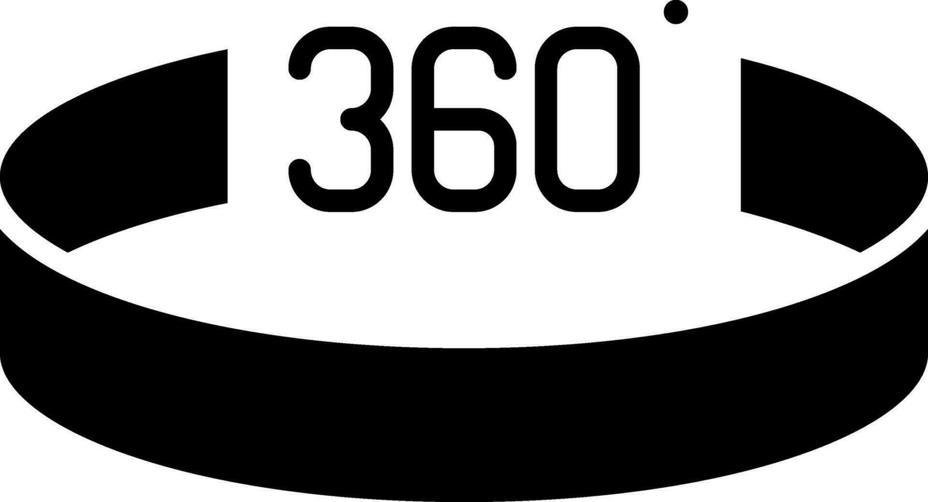 360 Degree Or Camera Icon In Black And White Color. vector