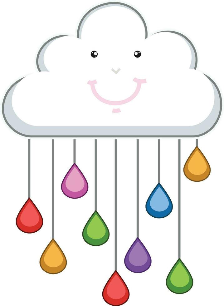 Colorful drops hanging in cloud. vector