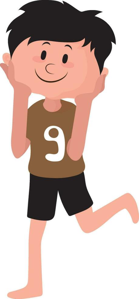 Character of funny playing boy. vector