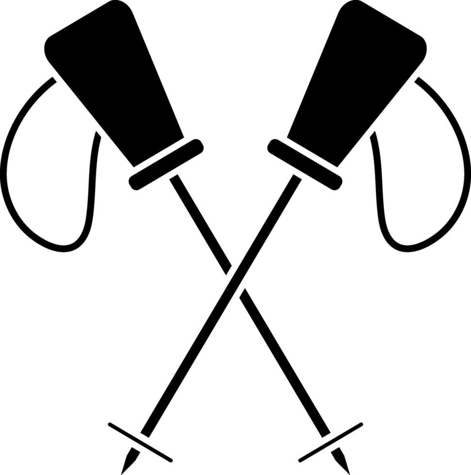 Ski poles glyph icon in Black and White color. vector