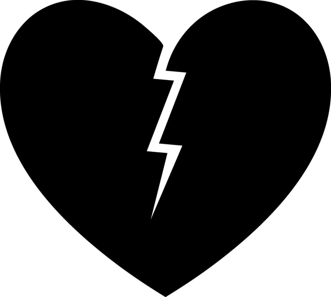 Broken heart glyph icon or symbol. vector