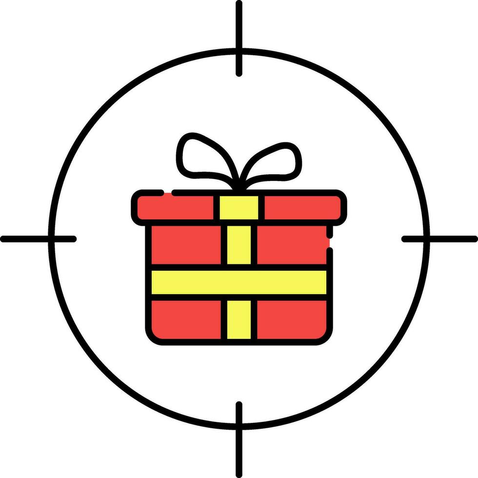 Yellow And Red Gift Target Icon Or Symbol. vector