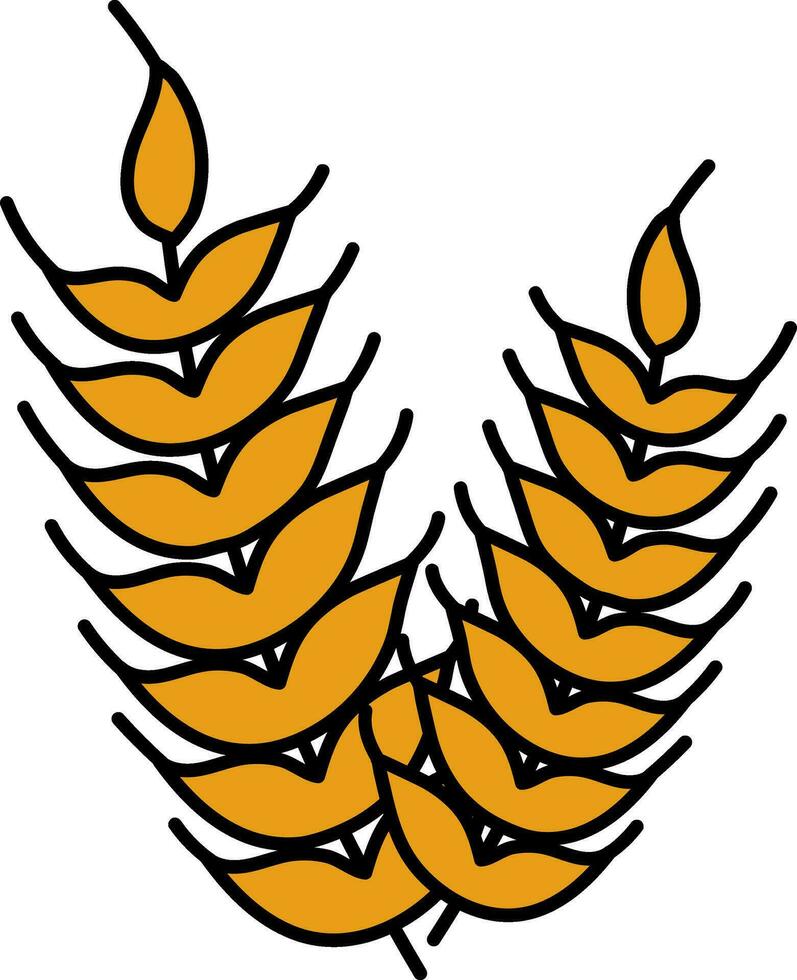 Yellow Wheat Plant Icon In Flat Style. vector