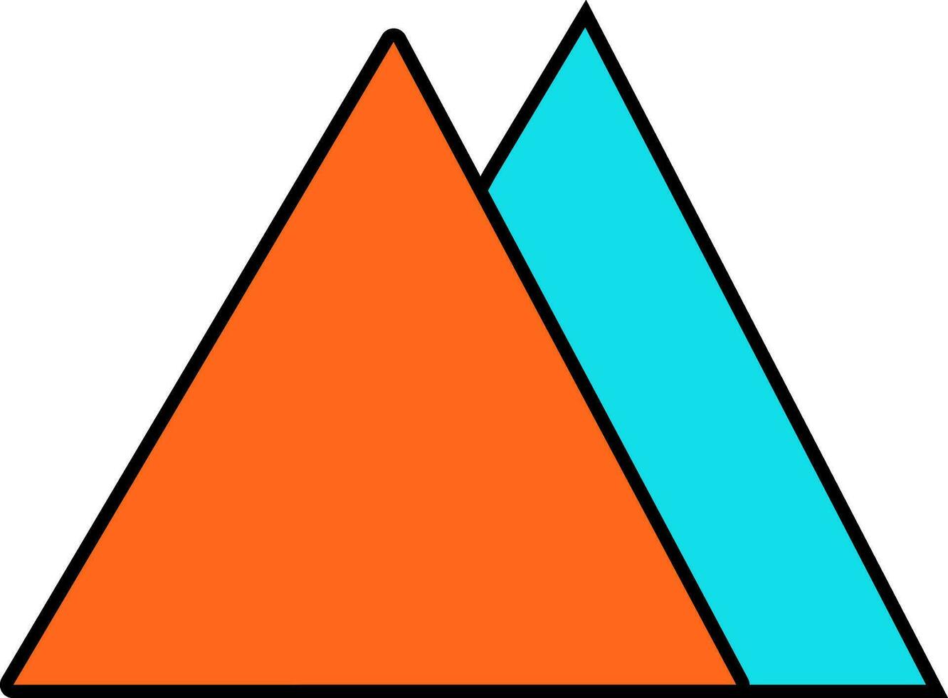 Orange and blue mountains icon. vector