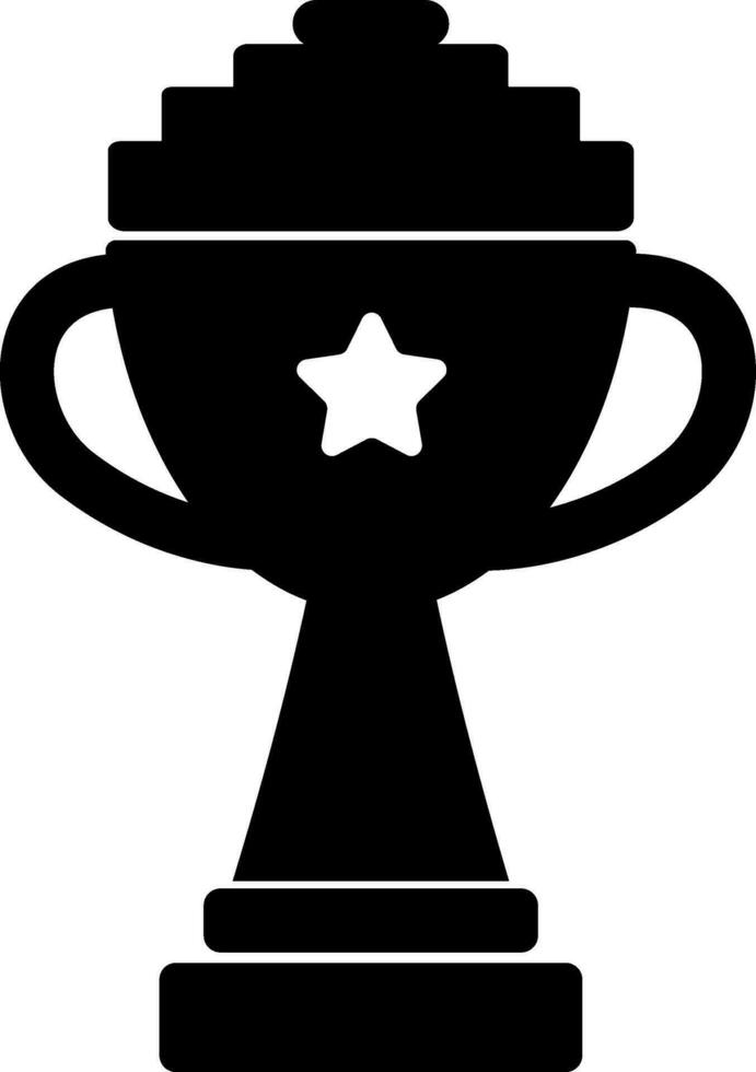 White star decorated black trophy cup award. vector