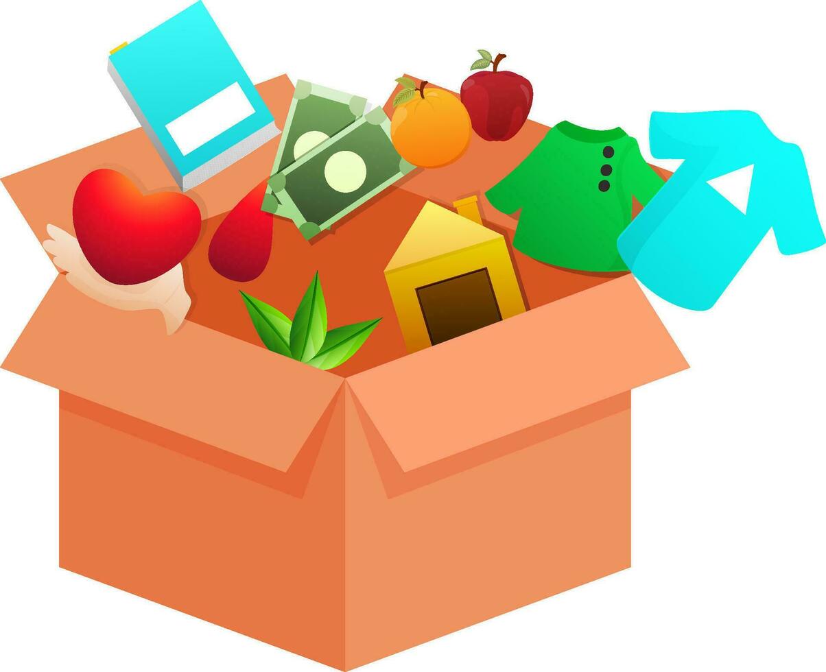 Charity element in orange box. vector