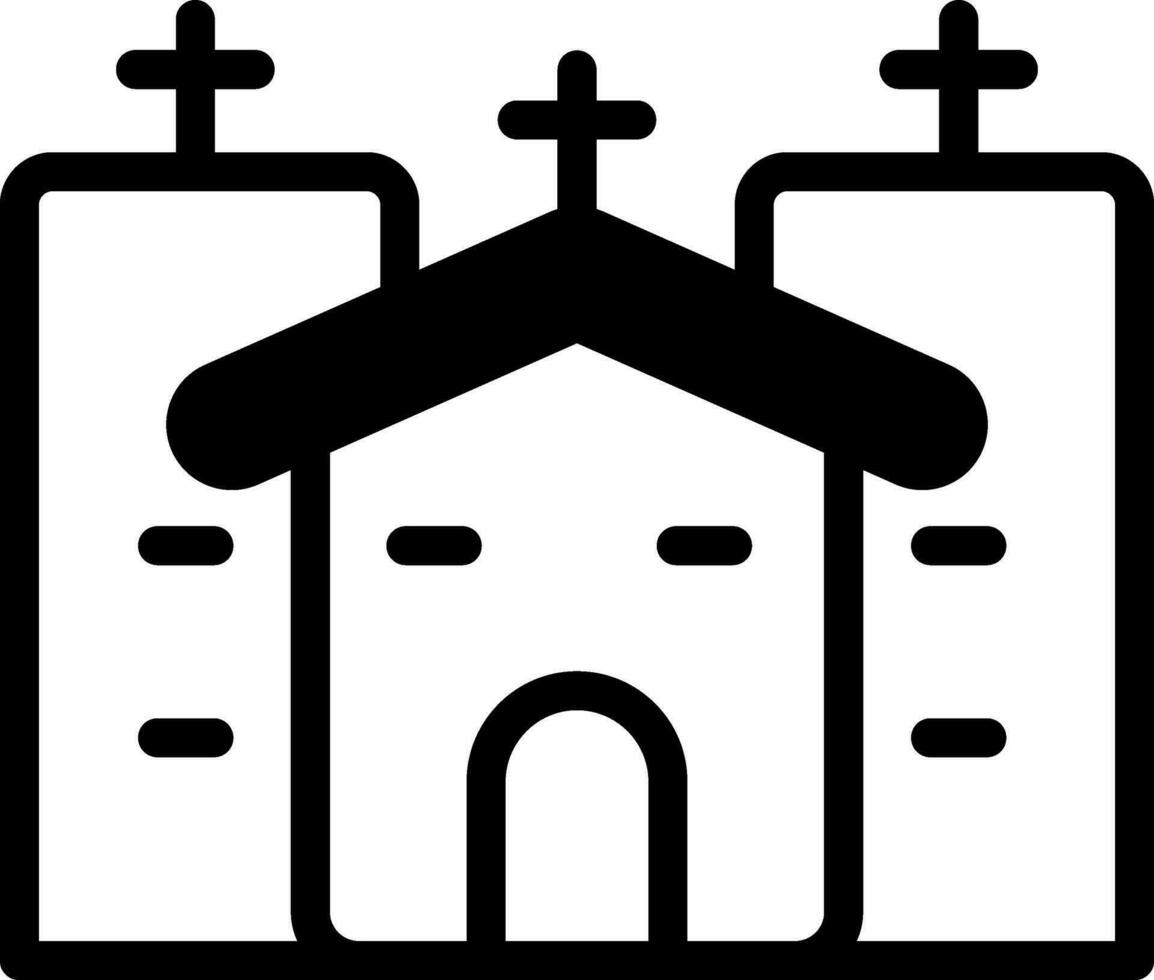 Church Icon In Black And White Color. vector