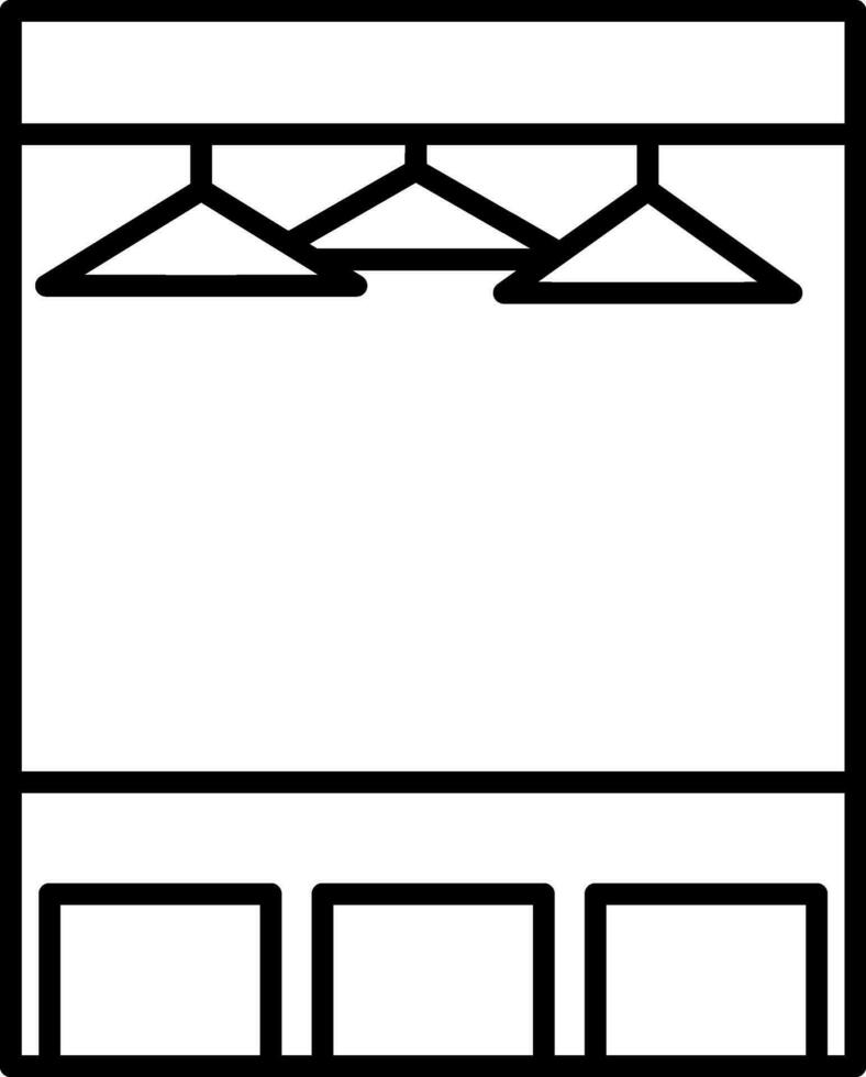 Black Line Art Open Wardrobe Or Cupboard Icon. vector