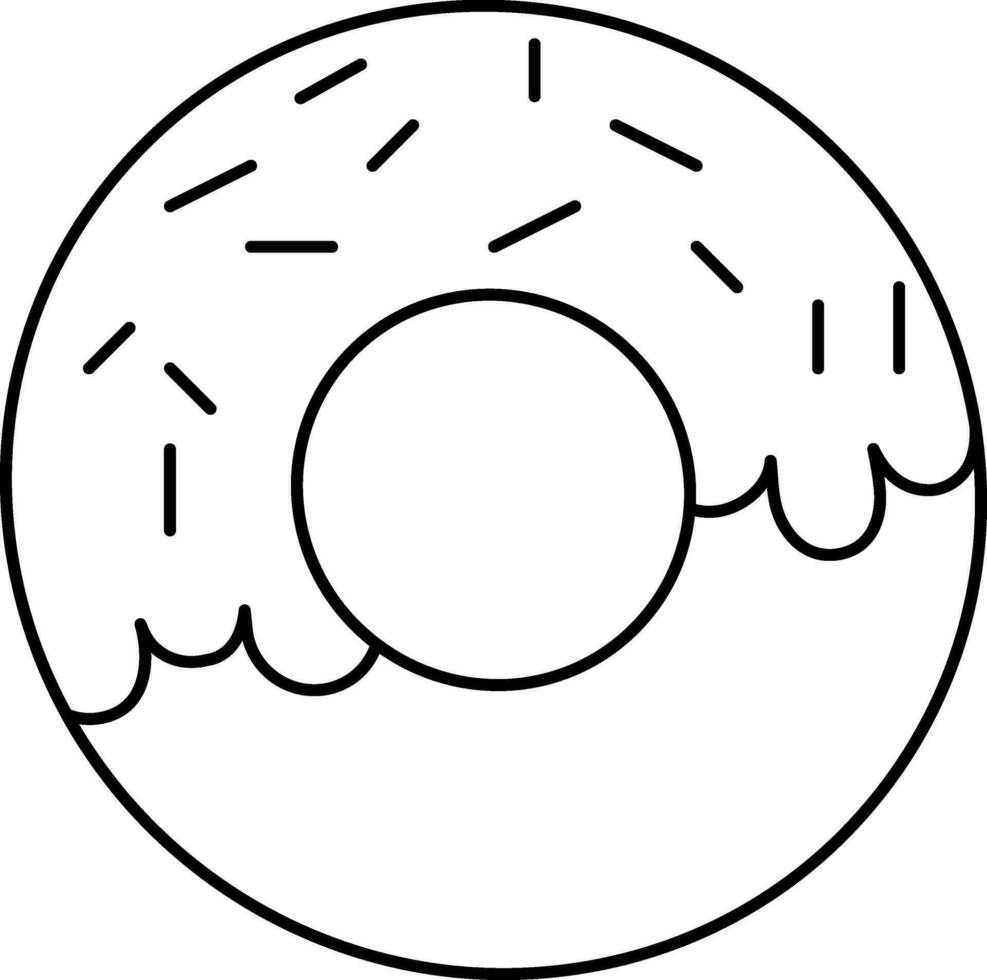 Isolated Doughnut Icon In Black Outline Style. vector