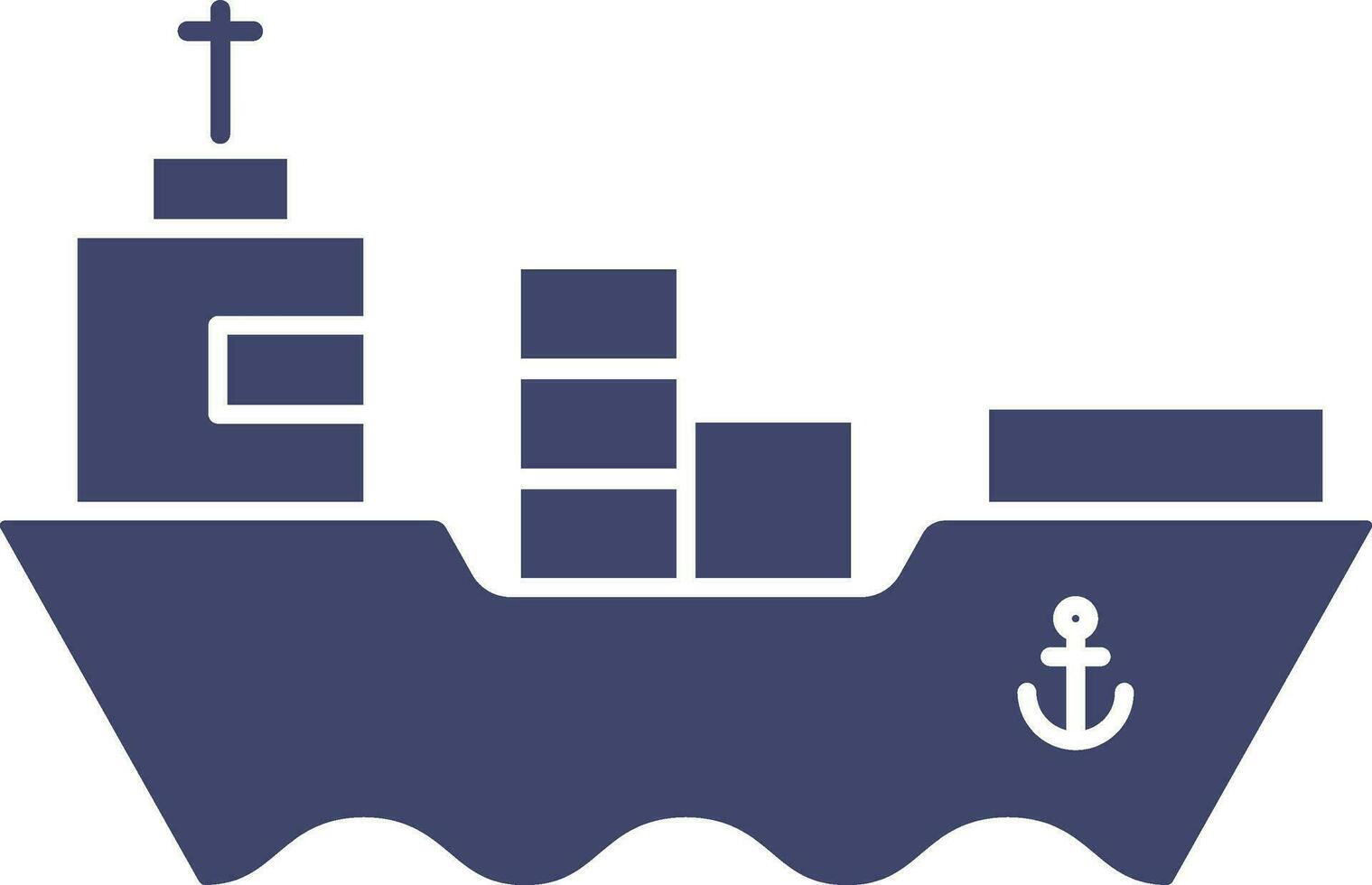 Cargo Ship Icon In Blue And White Color. vector