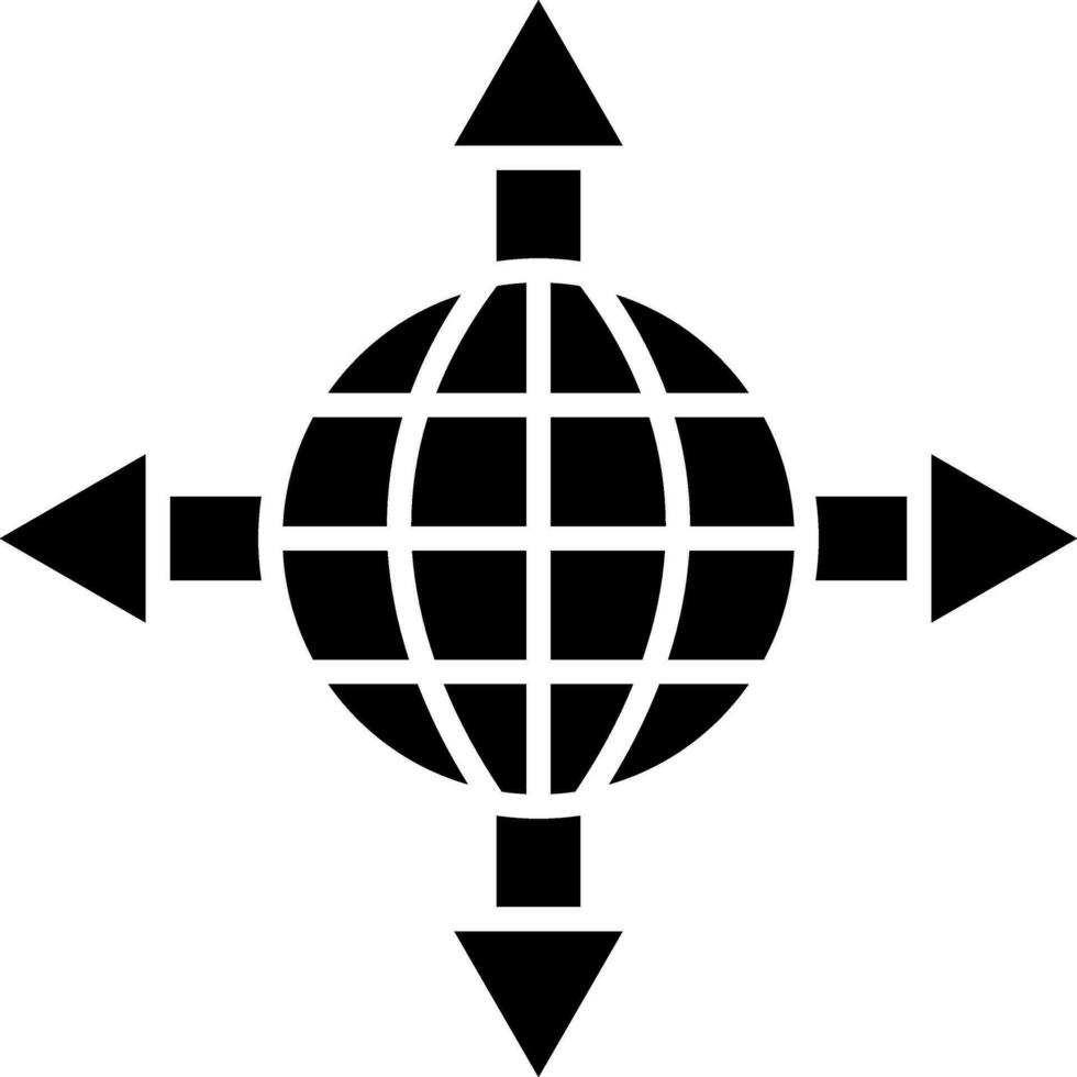 Black and White illustration of world directions icon. vector