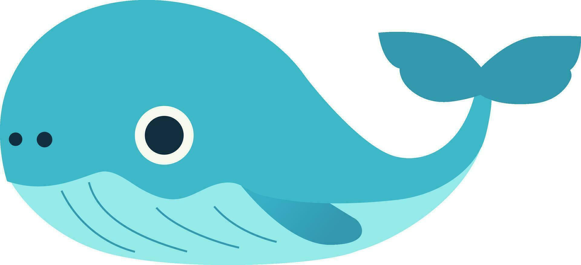 Isolated Blue Whale Fish Icon In Flat Style. vector