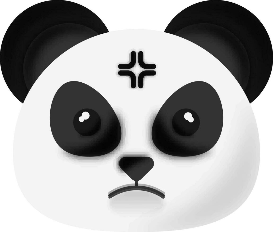 ilustración de enojado panda oso dibujos animados cara plano icono. vector