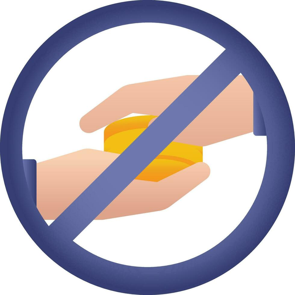 No Bribe Icon Or Symbol In Blue And Orange Color. vector