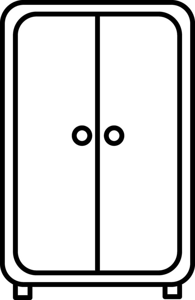 Almirah or Wardrobe Icon in Black Line Art. vector