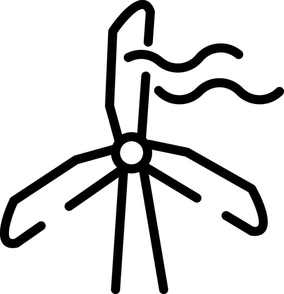 Black Line Art Windmill Icon in Flat Style. vector