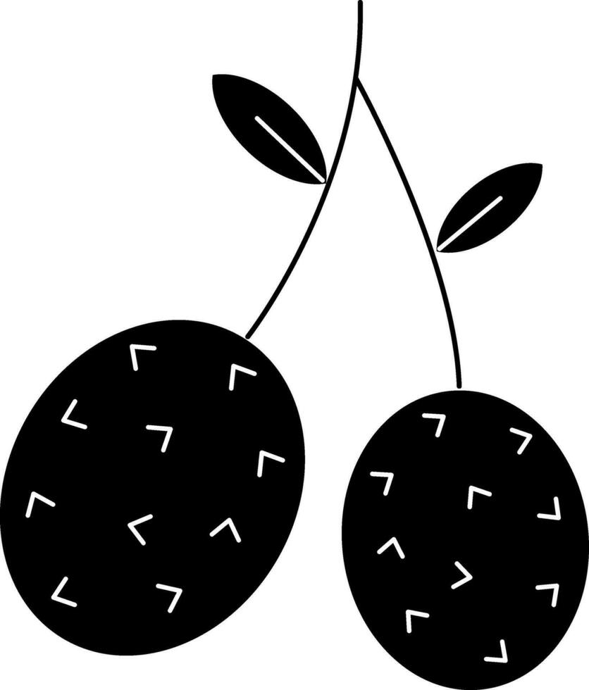 Lychee icon or Symbol in Black Color. vector