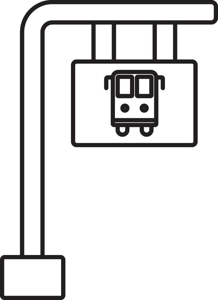 Black Line Art Illustration Of Bus Stand Icon. vector