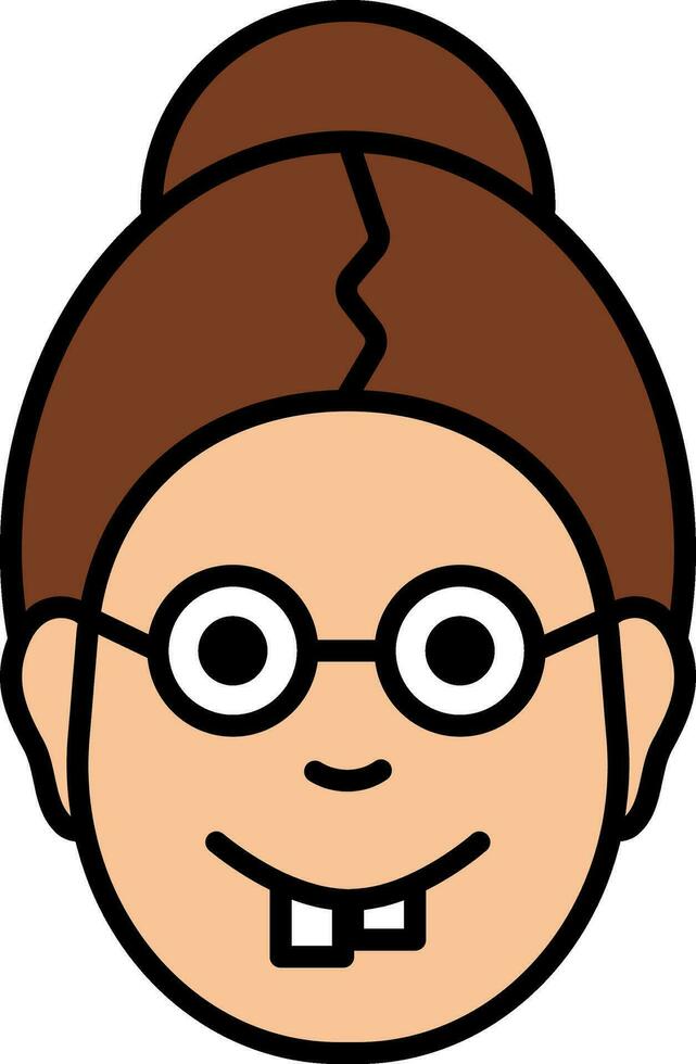 Nerd Face of Woman Character on white background. vector