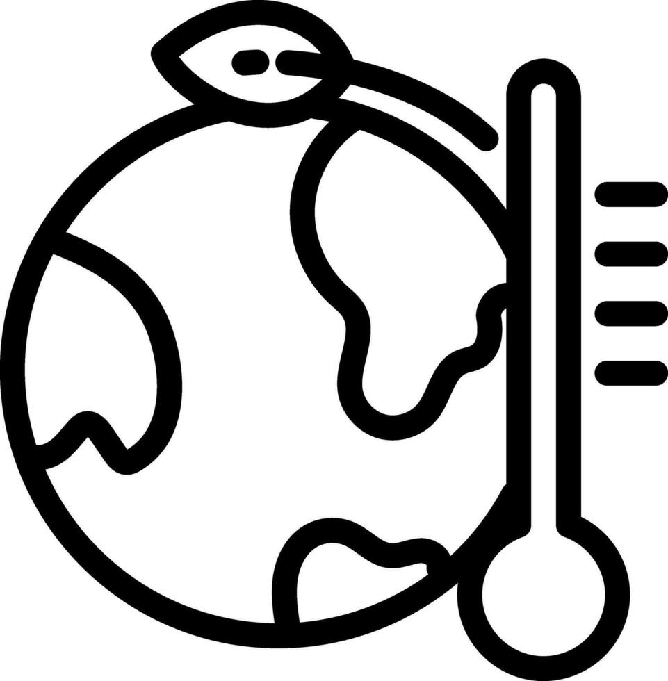 Global Warming Icon in Black Line Art. vector