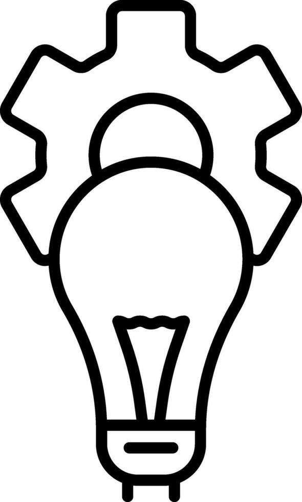 Light Bulb With Setting Icon In Black Line Art. vector