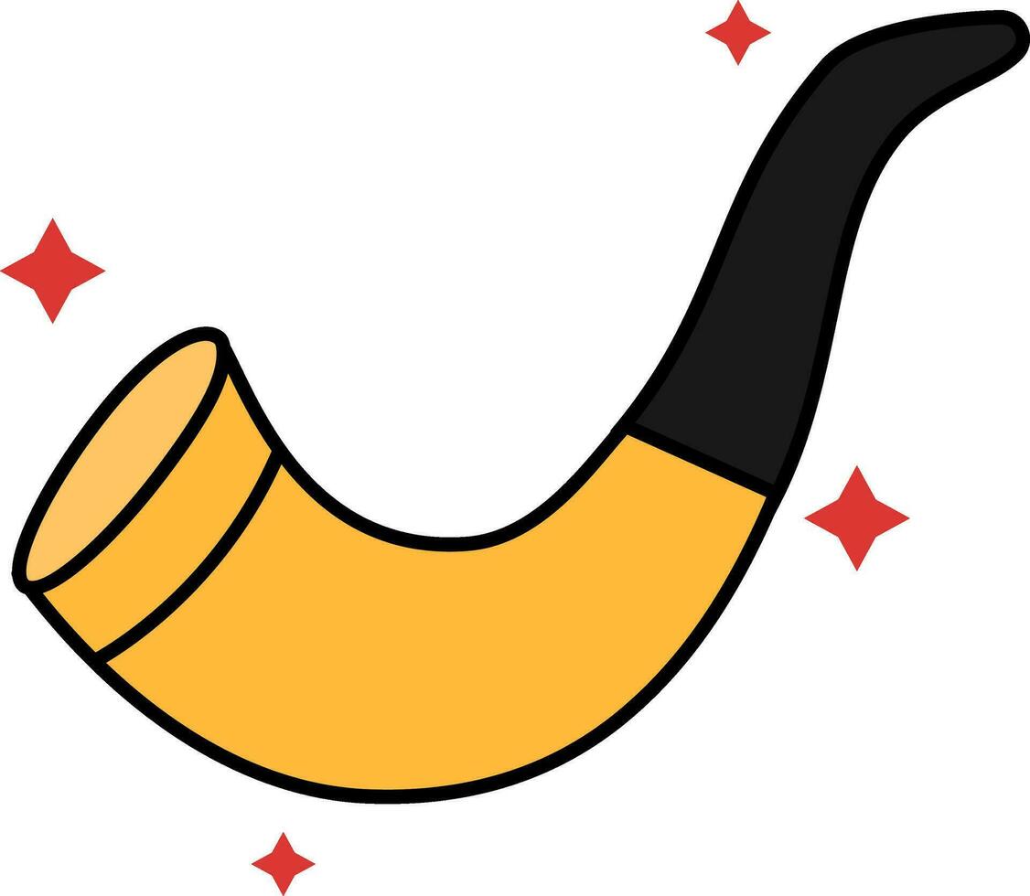 amarillo y negro de fumar tubo plano icono. vector