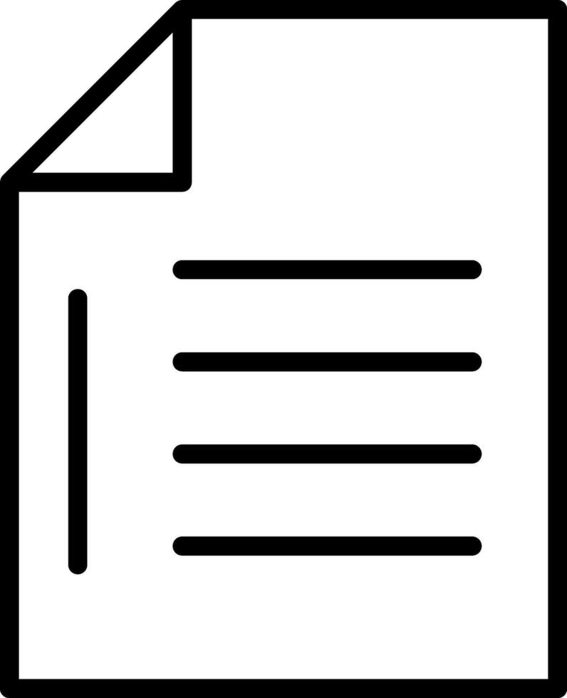 Black Line Art Illustration of Paper Document Icon. vector