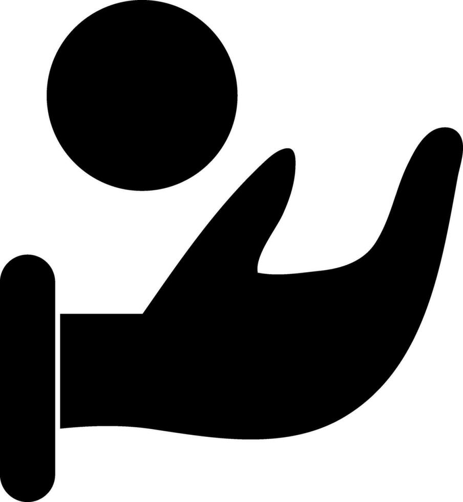 Black hand holding ball in flat style. vector