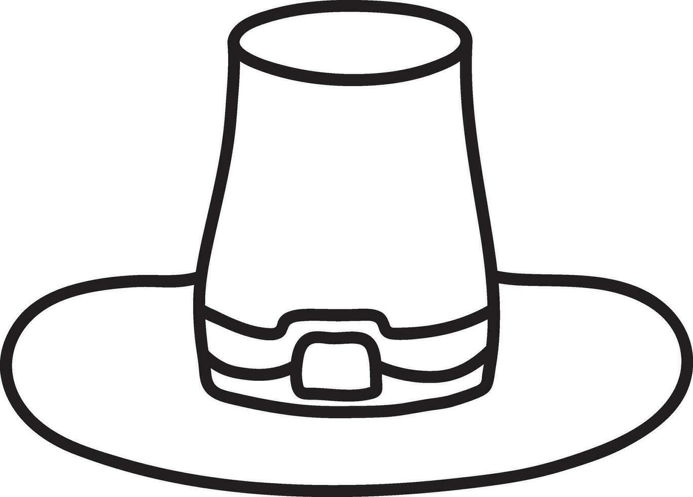 Isolated Pilgrim Hat Icon In Black Stroke. vector