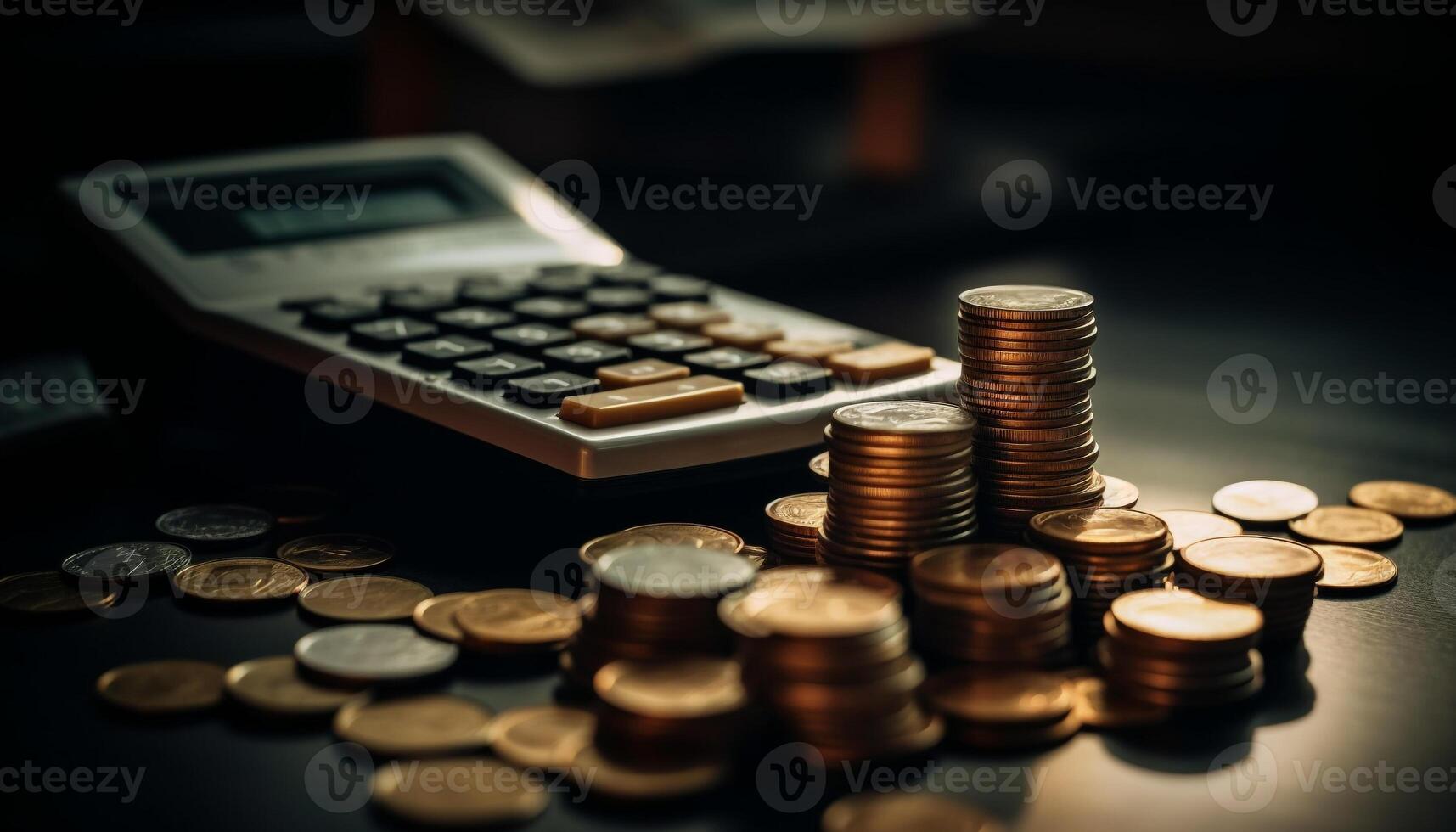 Stacks of coins symbolize wealth and success in finance generated by AI photo