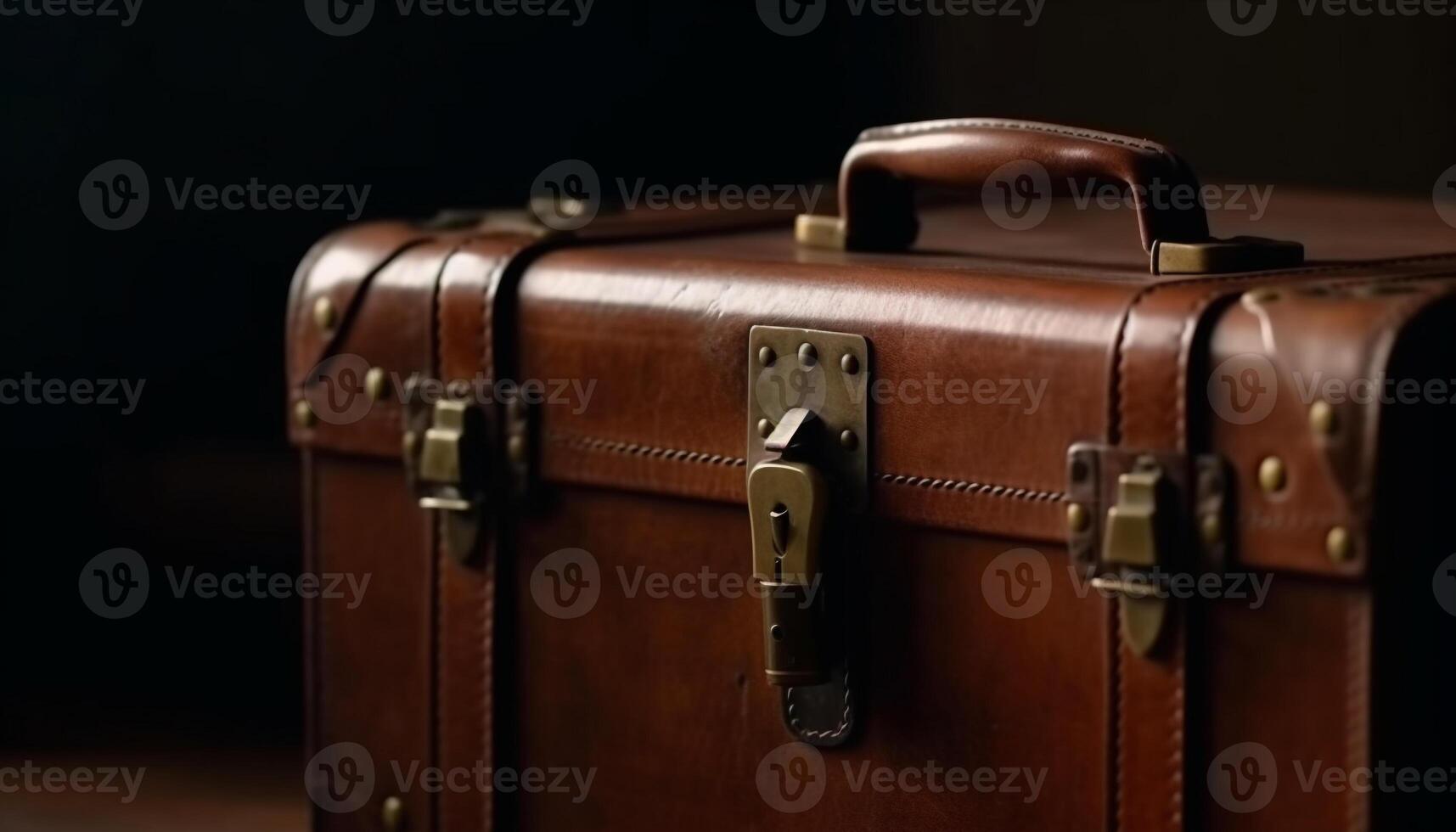 antiguo cuero maleta, un eterno elegancia para tu viajes generado por ai foto