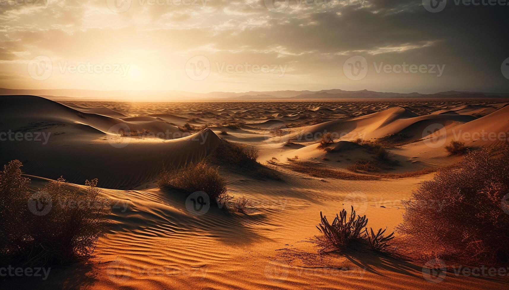 Rippled sand dunes in arid Africa, majestic beauty in nature generated by AI photo