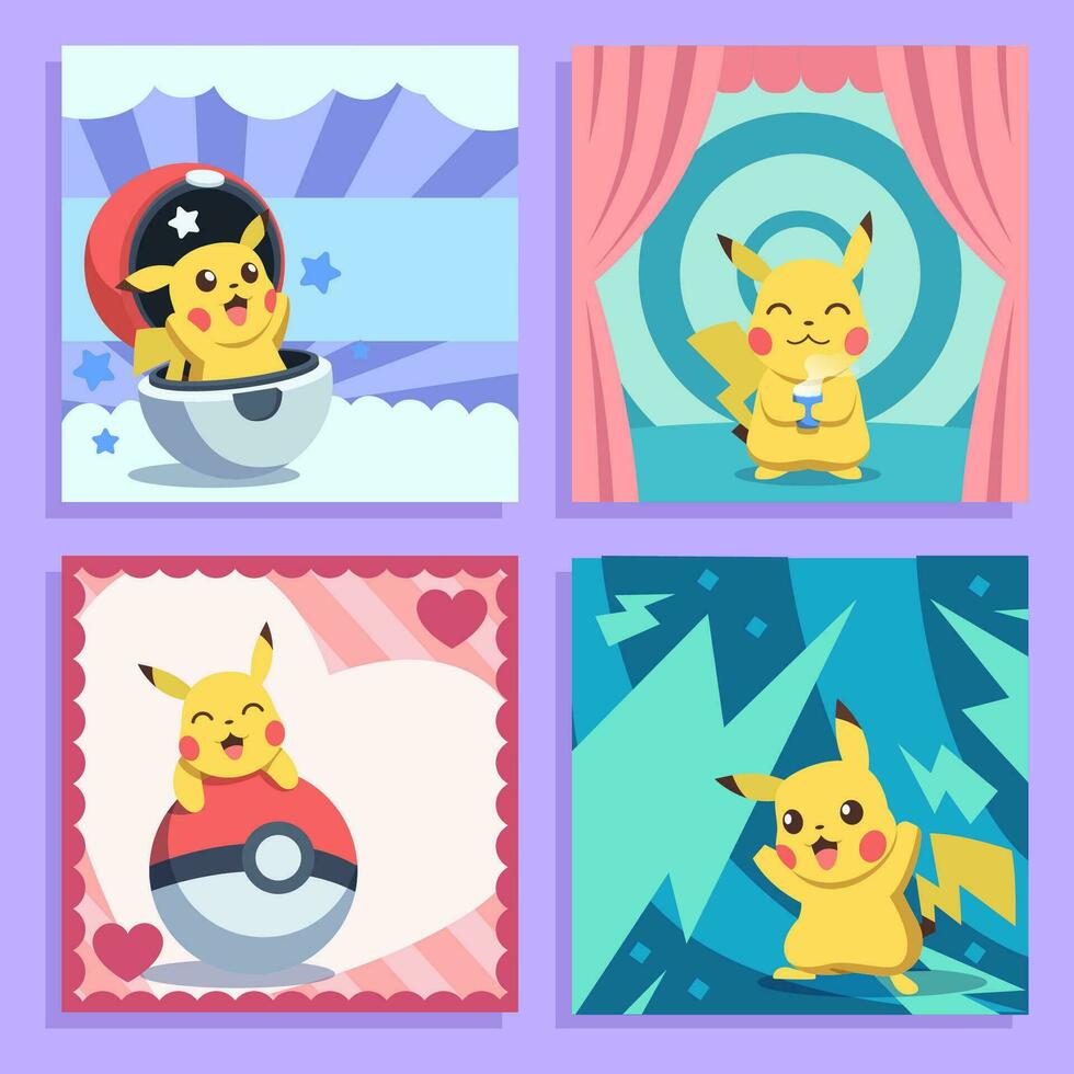 Cute Yellow Mouse Social Media Post vector