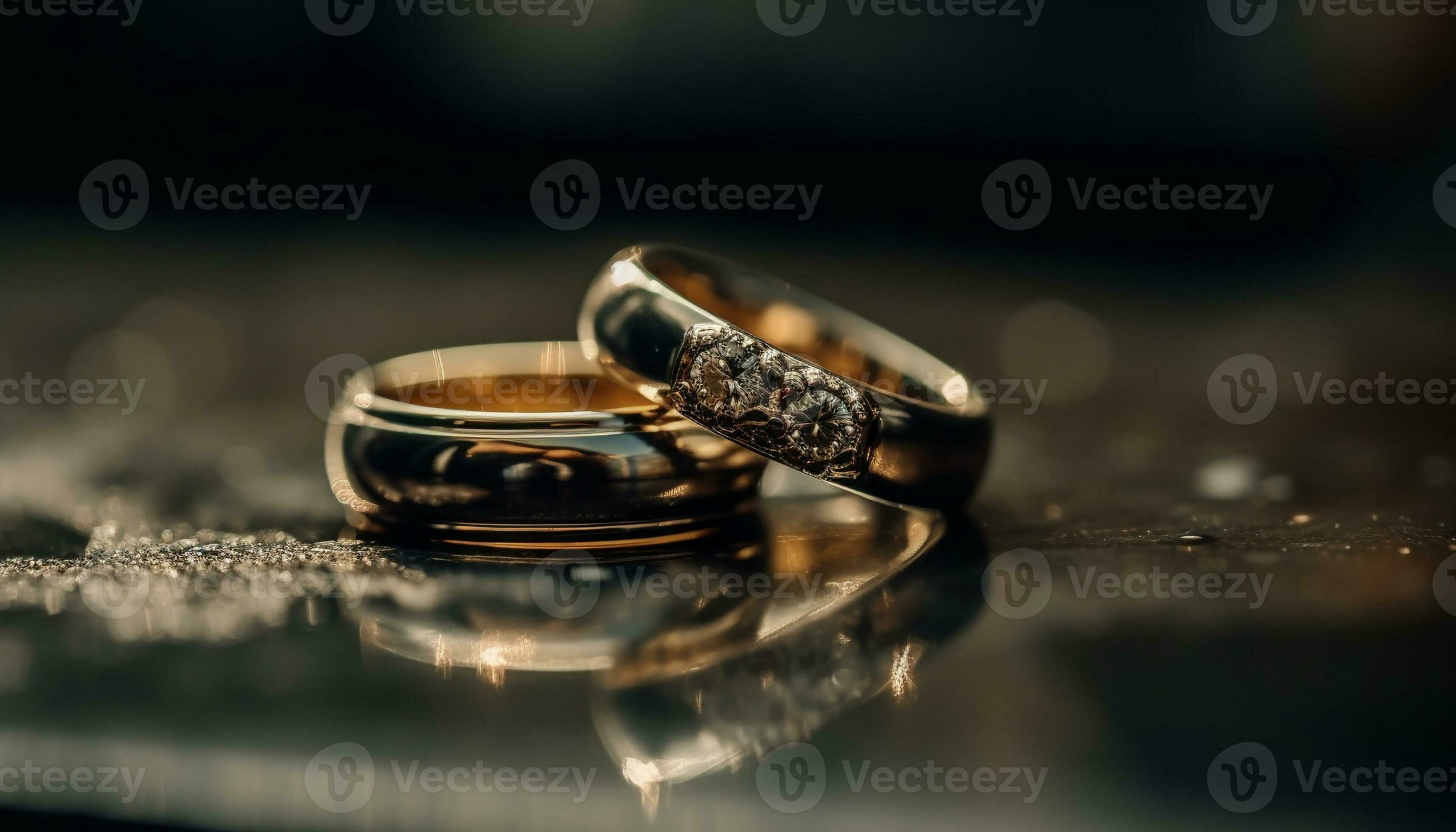 Shiny gold wedding ring symbolizes love and togetherness in marriage