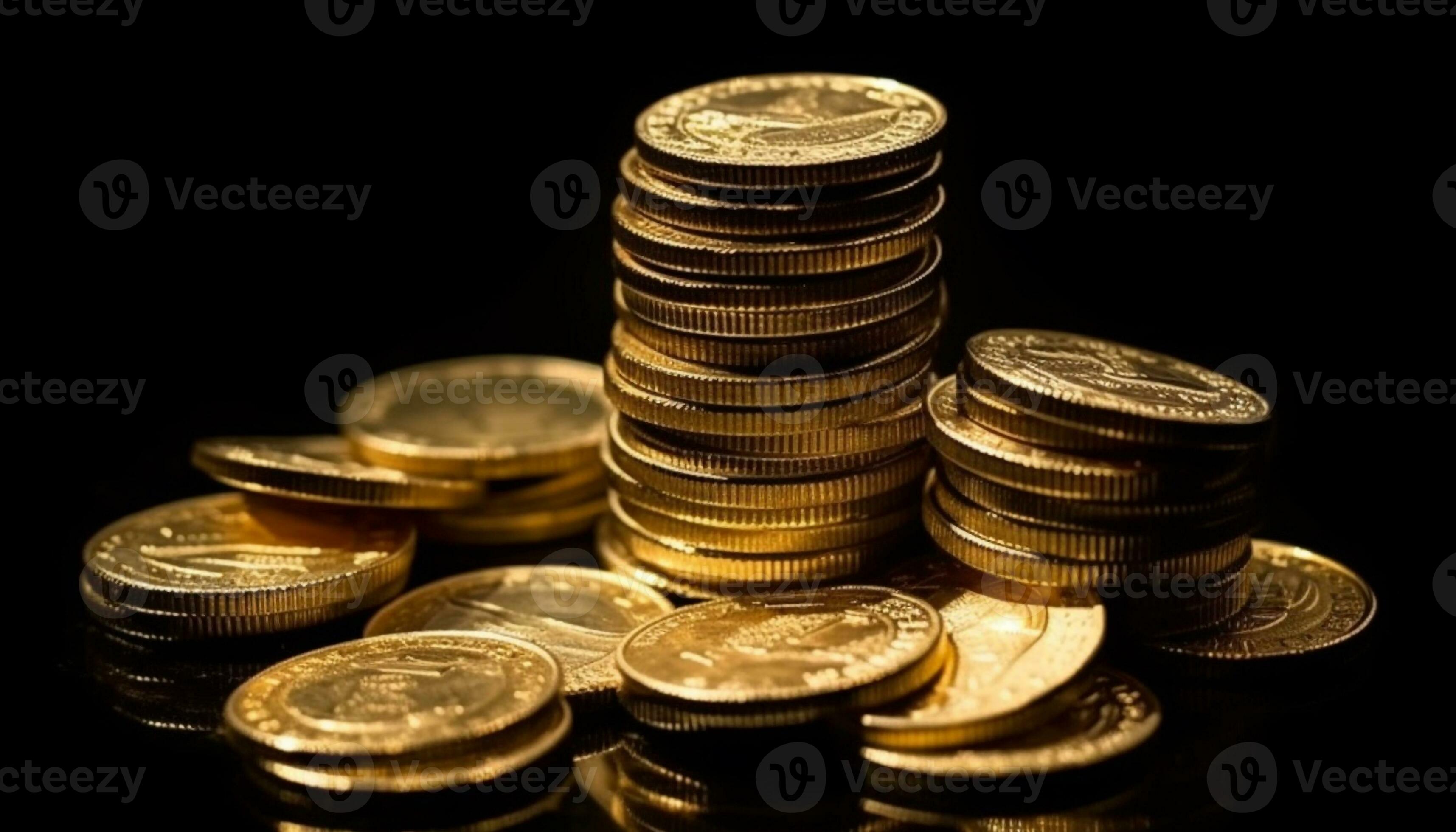 Stacks of gold and currency symbolize wealth and prosperity generated