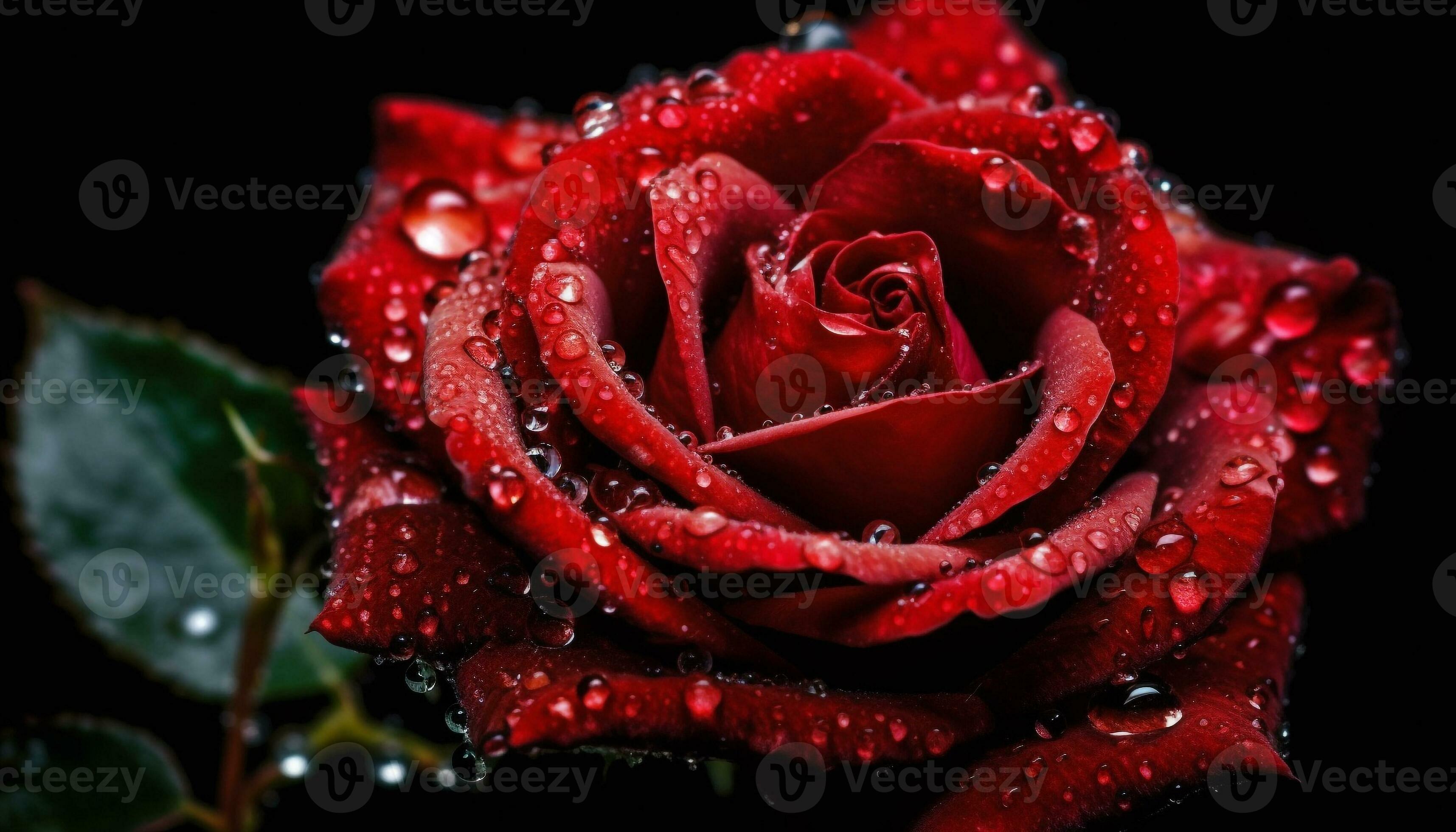 Fresh pink petals, wet with dew, symbolize love and beauty generated by