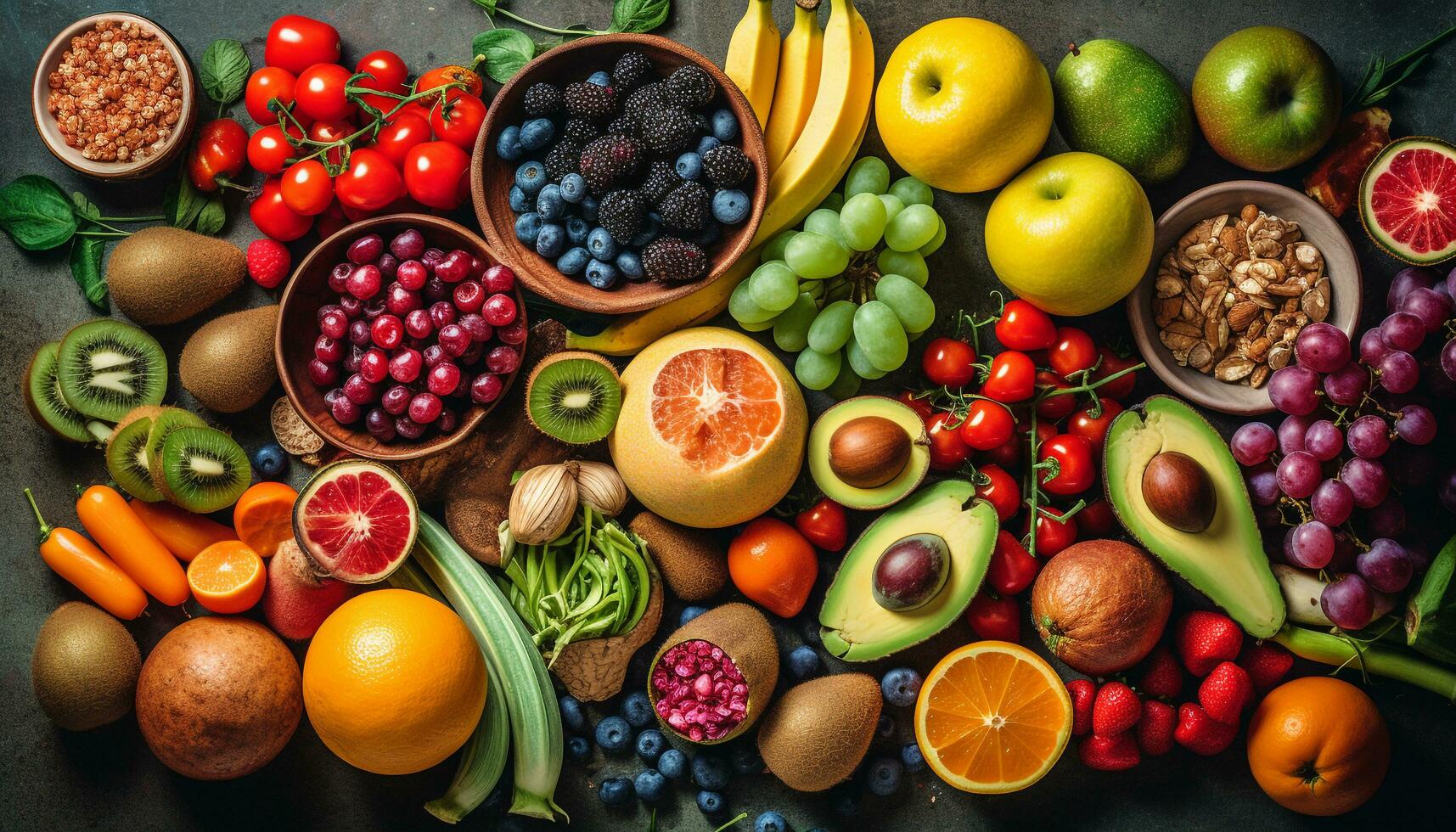 A bowl of fresh, multi colored fruit a healthy dessert collection