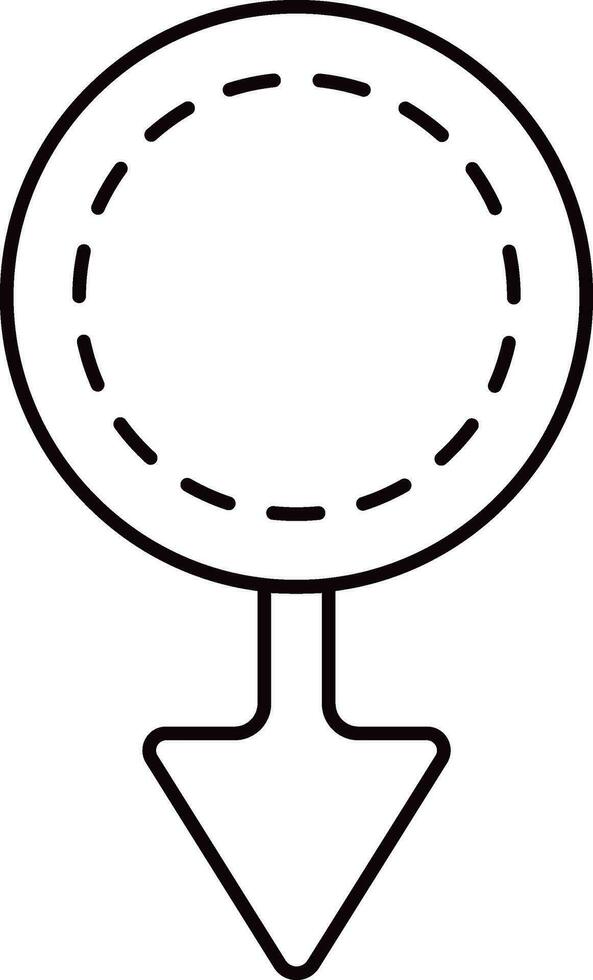 Stroke Style Coin With Down Arrow Icon. vector