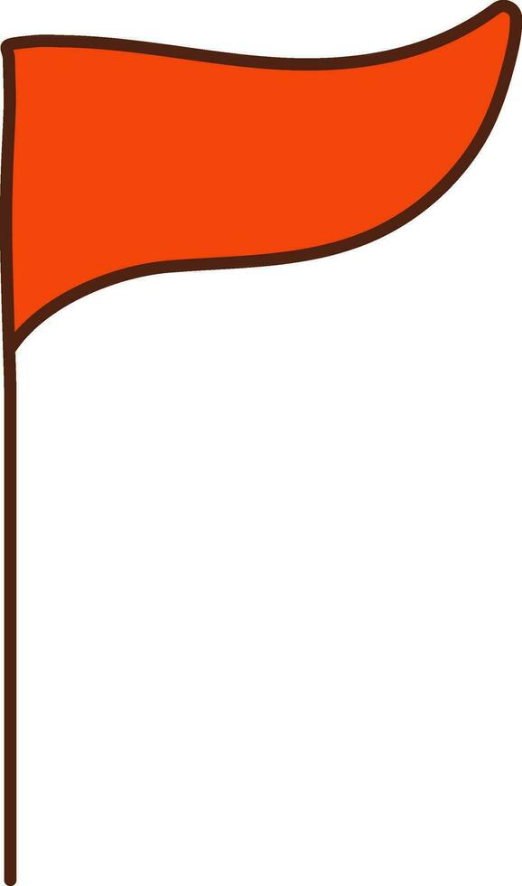 Orange Triangle Flag Pole Icon In Flat Style. vector