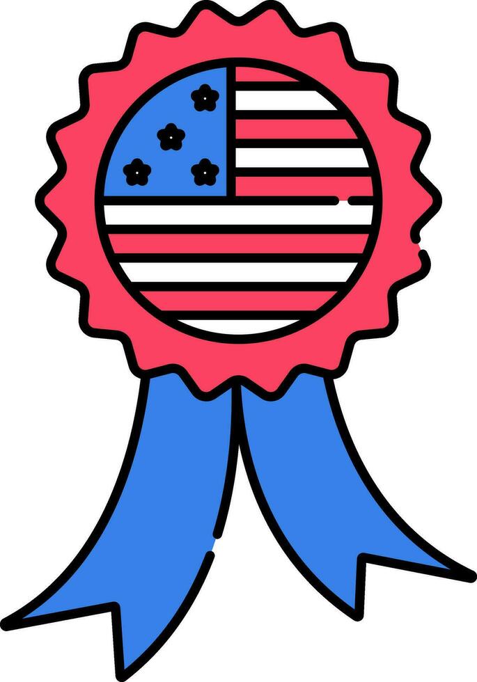 American Flag Color Badge Ribbon Flat Icon. vector