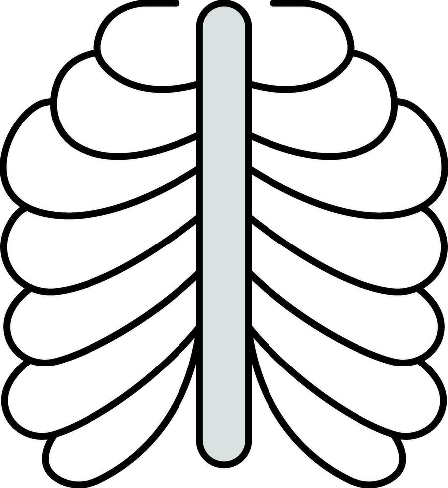 Rib Cage Icon In Gray And Black Color. vector