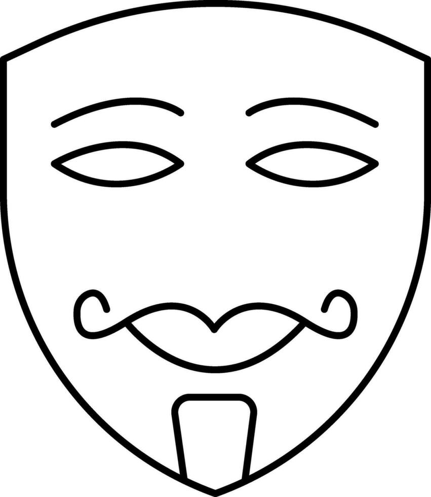Black Outline Illustration Of Thief Mask Icon. vector