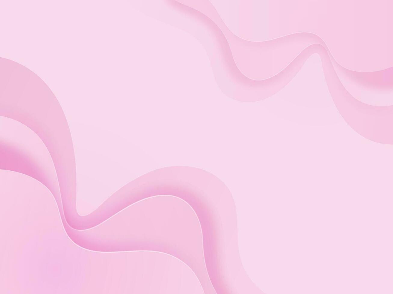 Elegant Baby Pink Waves on Pink Background, Abstract Paper-Cut Concept. vector